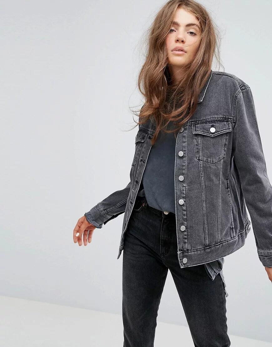 Серая джинсовая куртка женская. ASOS Denim джинсовая куртка женская серая. Джинсовая куртка серая River Island. Куртка серая женская Асос. Джинсовая куртка Uniqlo женская черная.