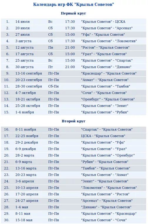 Крылья советов календарь игр. Расписание игр чемпионата России по футболу. Крылья советов расписание. Расписание игр Крылья советов. Расписание игр тамбов