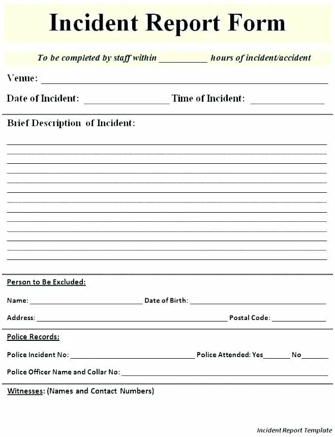 Copyright report form. Incident report. incident report template. format report. accident report form.