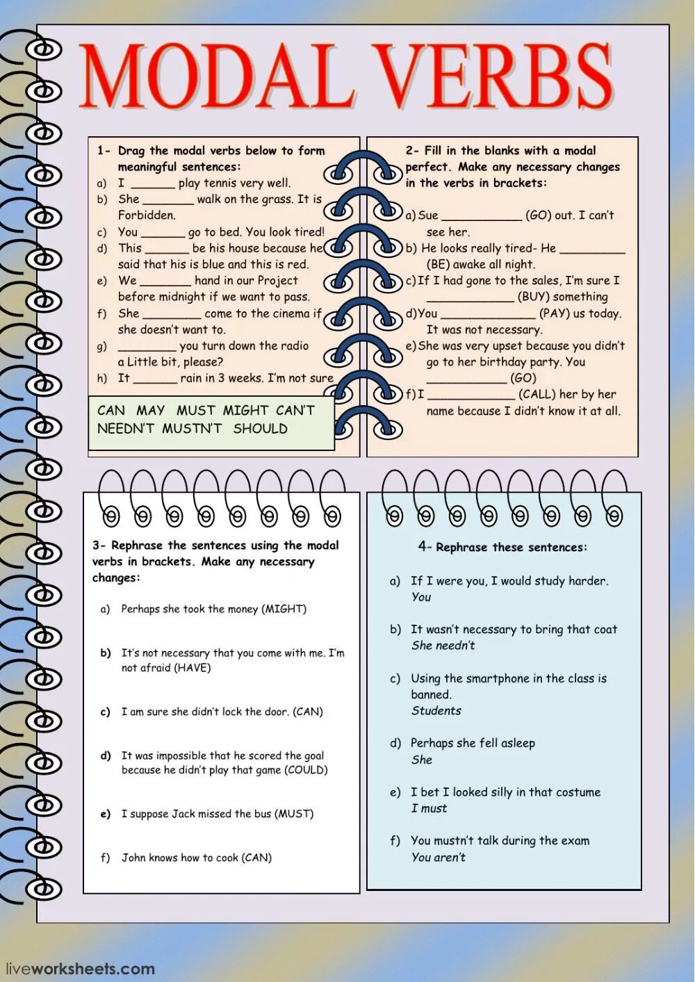 Rephrase the sentences. Modal verbs in English Grammar exercises. Modal verbs exercises. Reported Speech Модальные глаголы. Косвенная речь Worksheets.