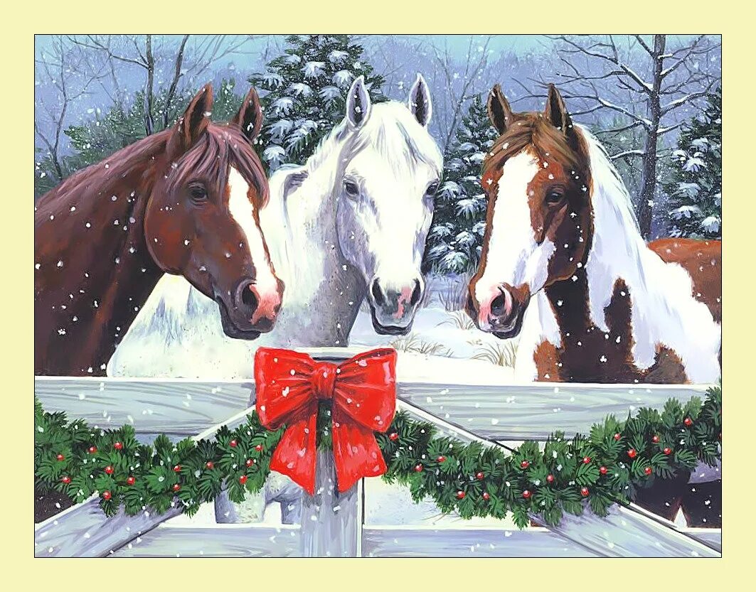 Год лошади животных. Новогодняя лошадь. Лошадь новый год. Новогодние открытки с лошадьми. Лошади зимой.