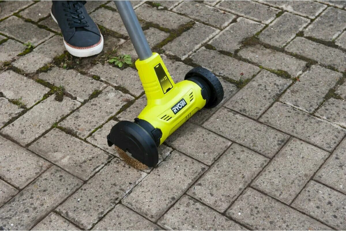 Очистка тротуарной плитки. Машина щеточная Ryobi ry18pca-0 one+. Ryobi rac154. Щетка для Ryobi ry18pca. Ryobi ry18pca-0 колемо.