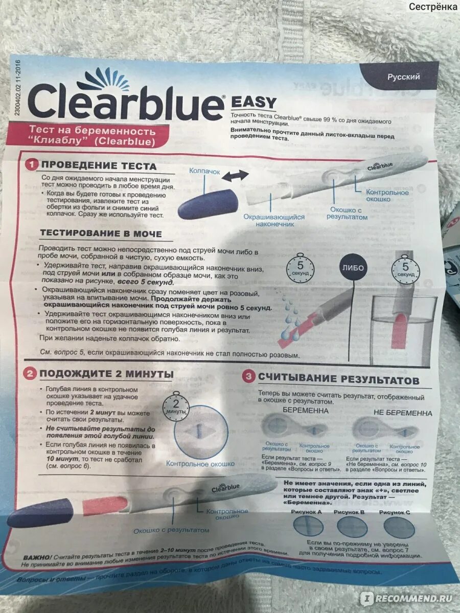 Результаты теста на беременность clearblue