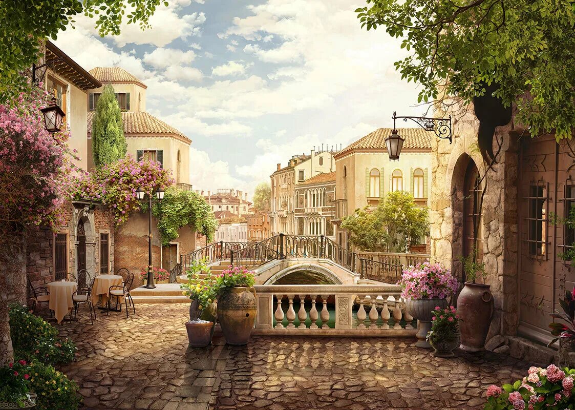 Венеция улочки старый город. Венеция улочки фрески. Пейзажи в итальянском стиле. Средиземноморские улочки.