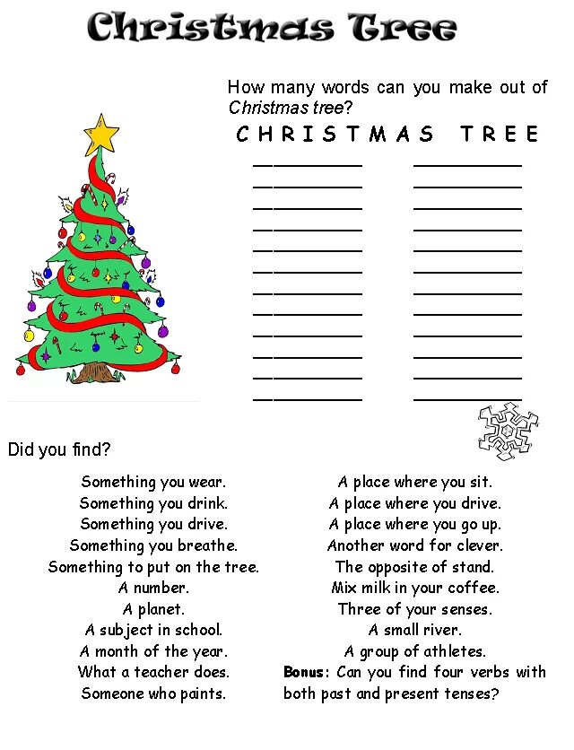 How many words. Упражнения merry christmas. how many words can you make out of christmas tree ответы. christmas tree упражнение. ответы christmas tree how many words can you make out of christmas tree did you find.