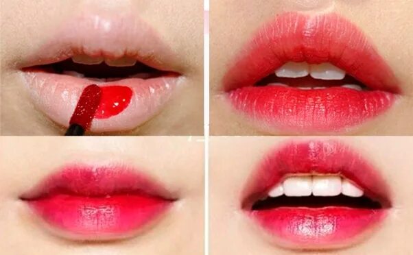 Помада сушит губы. Корейский макияж губ тинтом. Тинт для губ. Макияж с тинтом для губ. Губы тинтом для губ.