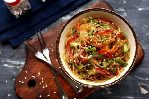 Фунчоза с готовыми овощами