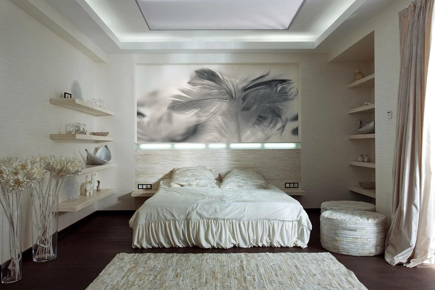 Дизайн комнат виды. Интерьер спальни. Дизайнерская спальня. Интерьер светлой спальни. Фотообои в интерьере спальни.