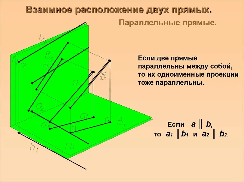 Проекции двух параллельных прямых. Взаимное расположение двух прямых. взаимное положение двух прямых. основы начертательной геометрии. взаимное положение прямых начертательная геометрия.