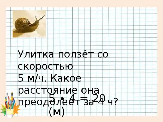 Улитка ползает от одного дерева до другого. Скорость улитки. Улитка ползет скорость. Задача по математике 1 класс про улитку. Решение задачи с улиткой.