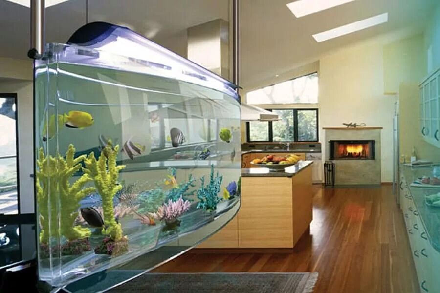 Аквариум в интерьере. Дизайнерский аквариум. Небольшой аквариум в интерьере. Аквариум в интерьере гостиной.