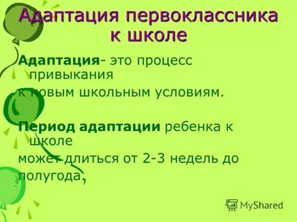 Виды адаптации первоклассников