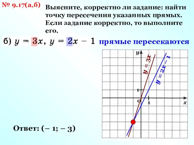 Найти точки пересечения прямых 3 класс. Выясните корректно ли задание найти точку пересечения. Точка пересечения прямых. Нахождение точки пересечения двух прямых. Как найти точку пересечения прямой.