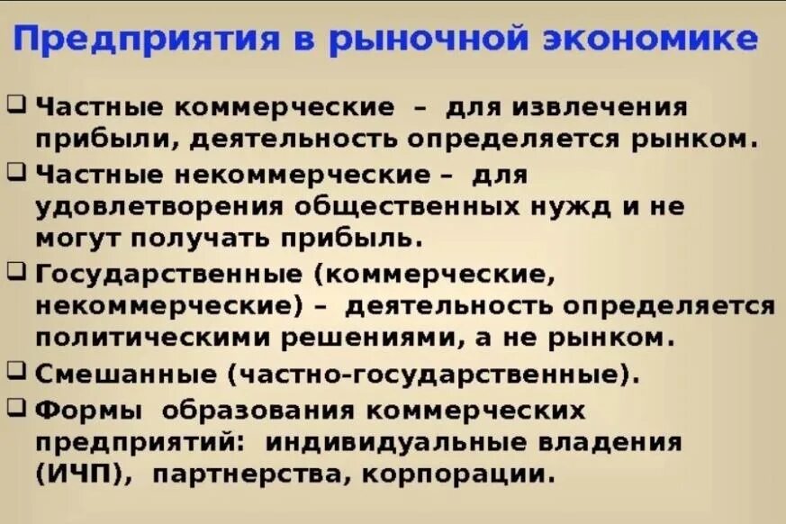 Предприятия в рыночной экономике. Организация рыночной экономики. Предприятие в условиях рыночной экономики. Роль фирмы в рыночной экономике. Информация рыночных условий