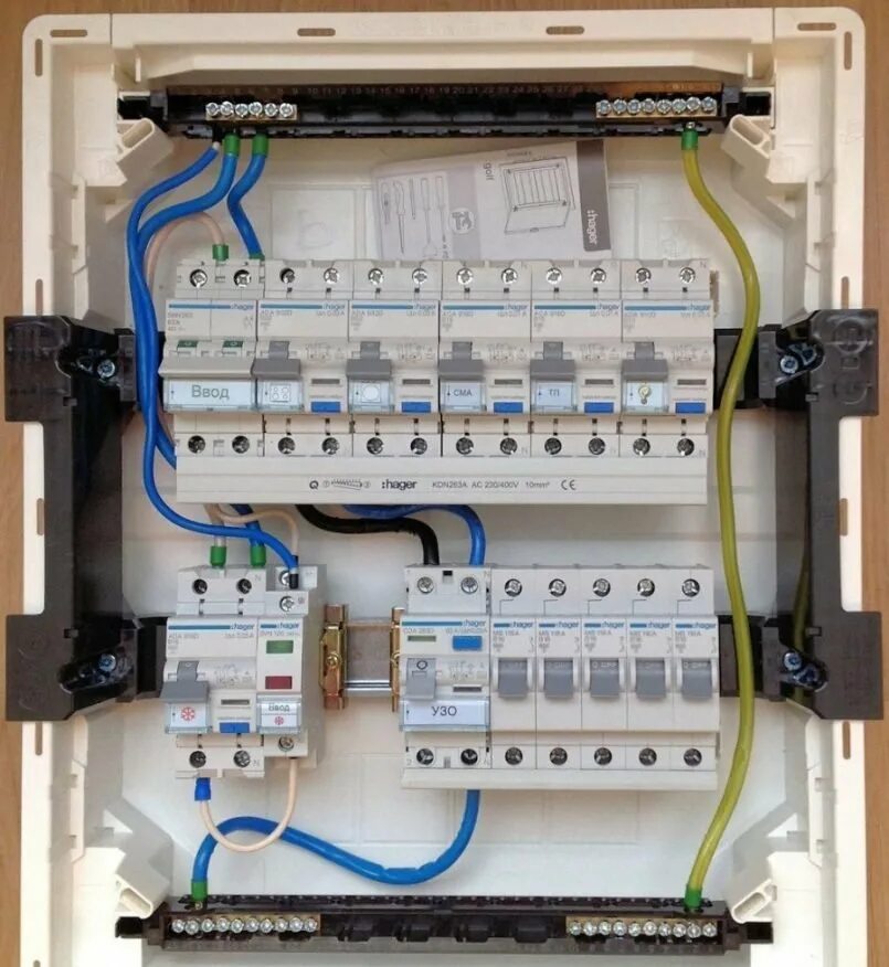 Сборка автоматов в квартире. Щиток на 12 автоматов расключение. hager sft240. монтаж диф автомата в электрощитке.