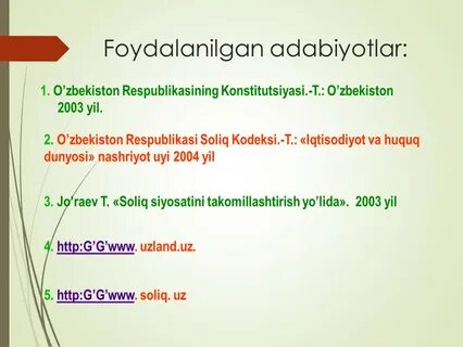 Adabiyotlar ro yxati