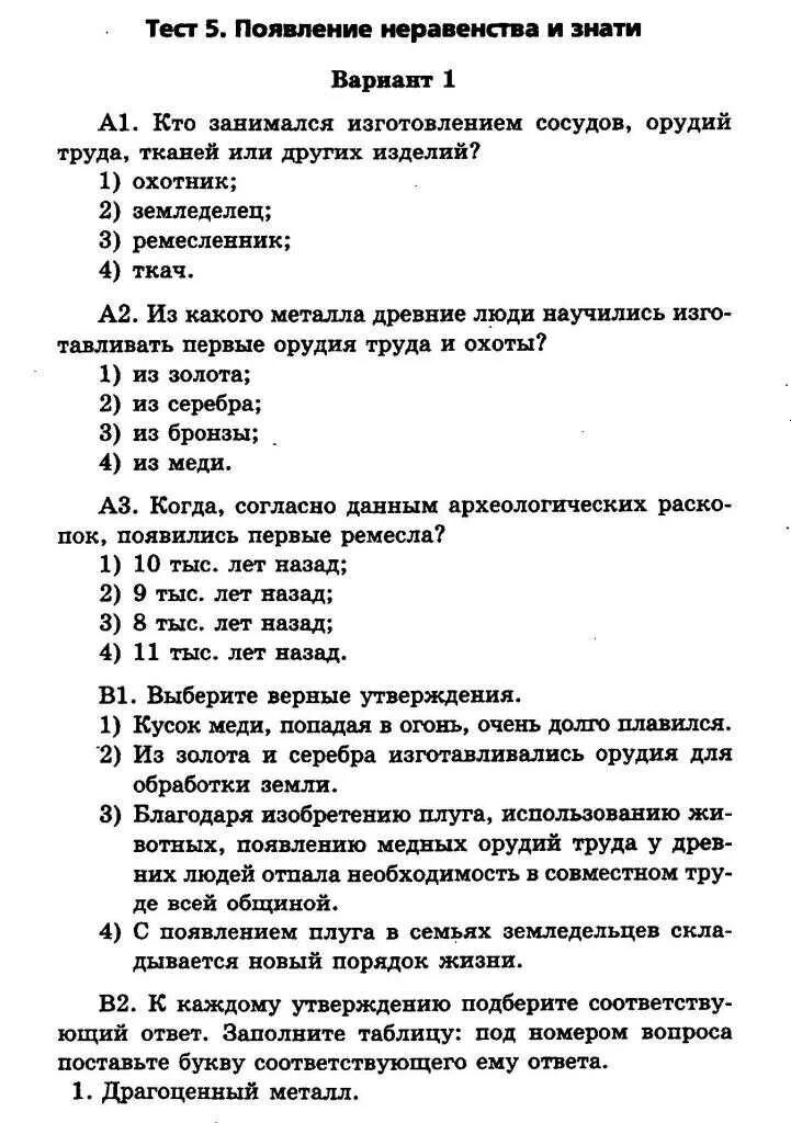 Контрольные тесты по истории 5 класс. Тест потисьроии 5 класс.