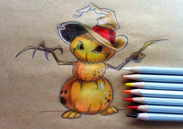 хеллоуиновская тыква скетч. рисунки на хэллоуин для срисовки. картины карандашом хэллоуин. хэллоуинские рисунки карандашом.