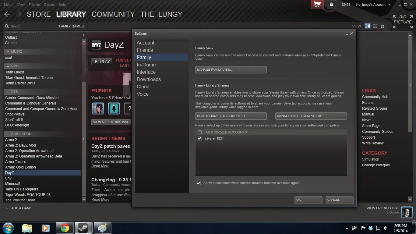 Как включить в steam family library sharing
