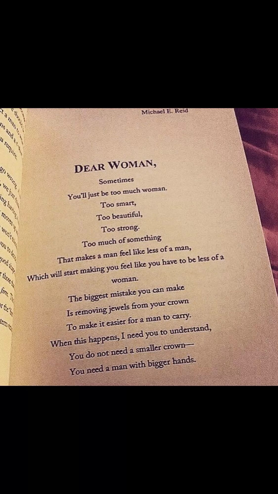 Dear feeling. Dear woman sometimes you'll just. Dear woman.
