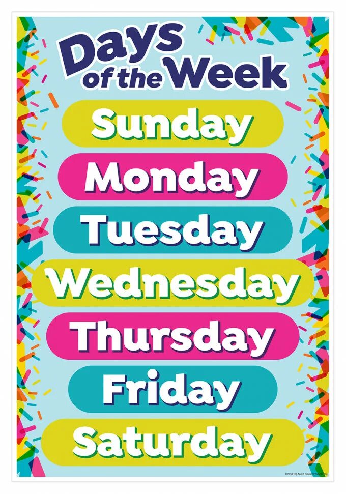 Week days in order. Days of the week. days of the week плакат. seven days of the week. doys of the week.