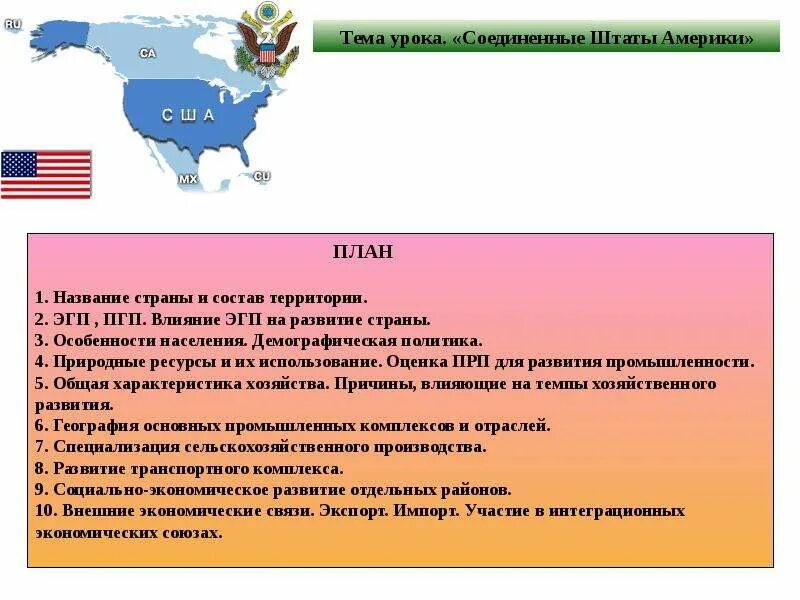 Сша план характеристики страны 7 класс география. ЭГП США. Соединенные штаты Америки ЭГП. План ЭГП США. Влияние ЭГП на развитие страны США.