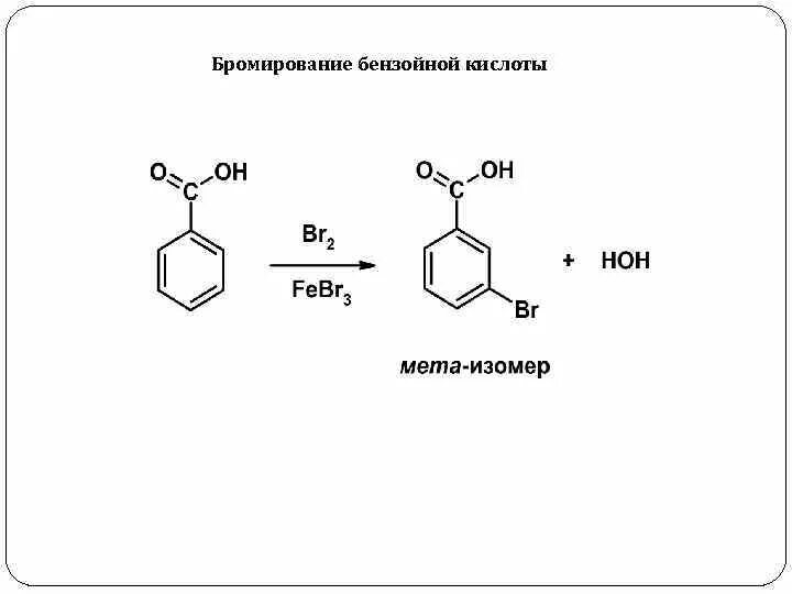 Бромирование углеводородов. МЕТА бромбензойная кислота получение. Бензойная кислота и бромметан. Бензойная кислота бром 2 железо. Синтез МЕТА бромбензойной кислоты.