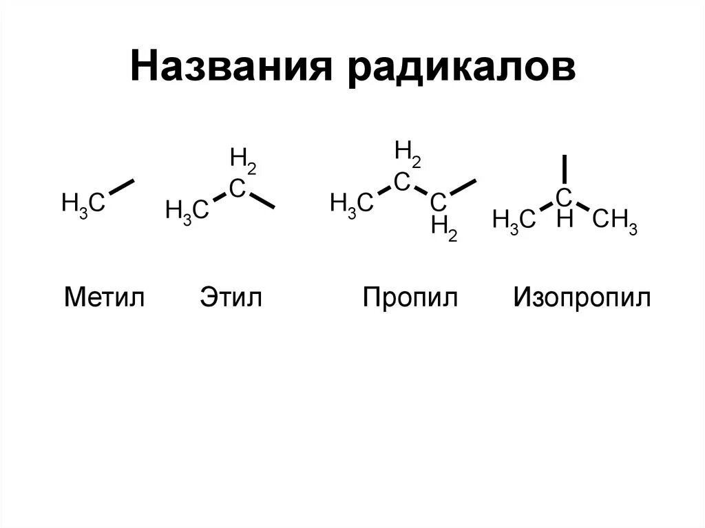 Радикал имеет формулу