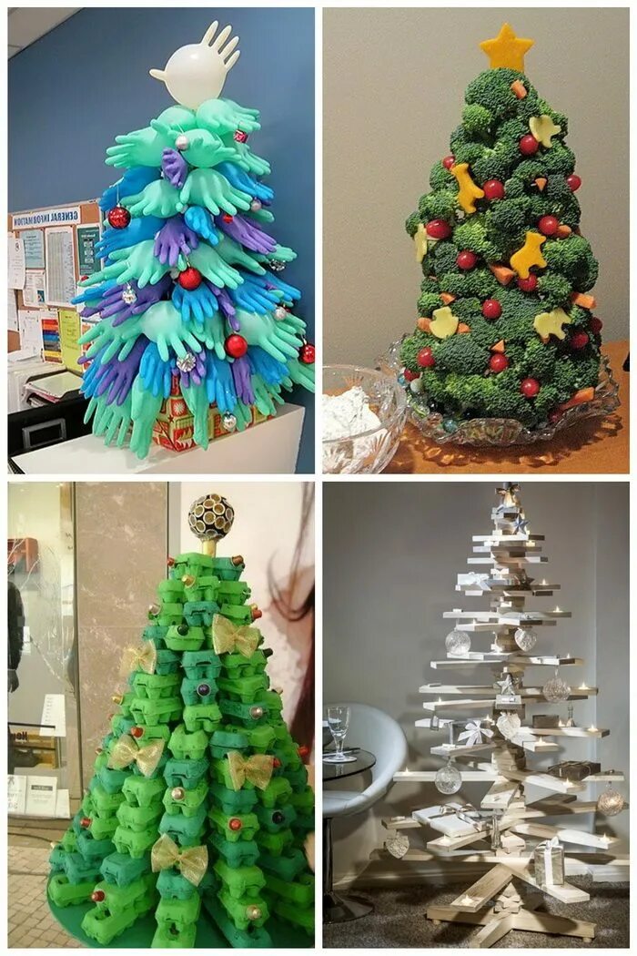Какие елки делают. Елка из подручных материалов. Елка из необычных материалов. Елка своими руками идеи. Оригинальная елка.