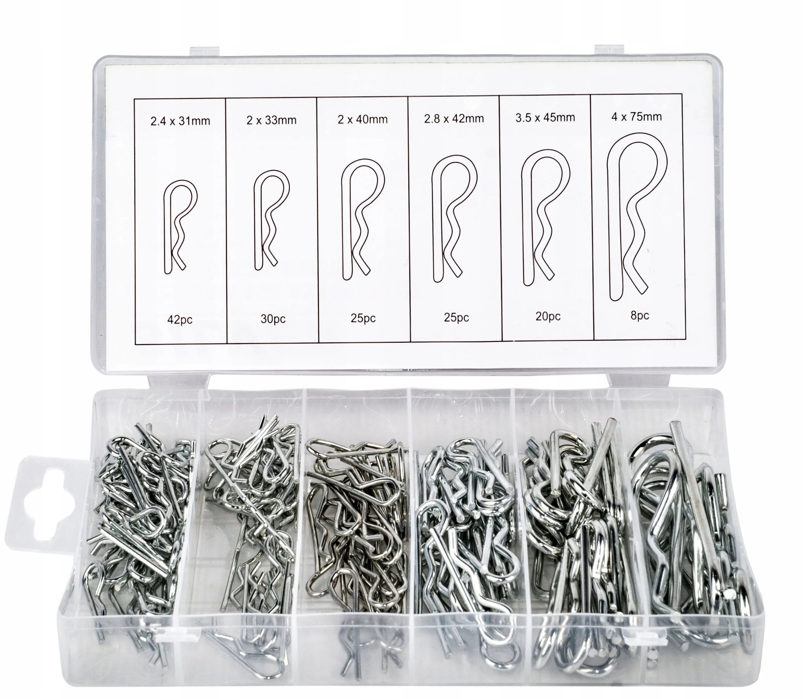 набор шплинтов пружинных (чека) 150шт.