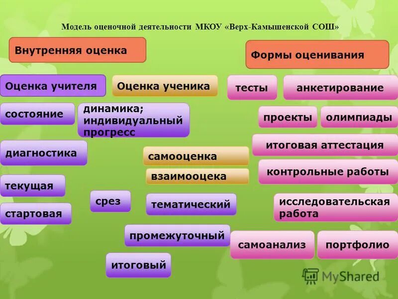 Групповые и индивидуальные формы оценки. Оценочная деятельность.