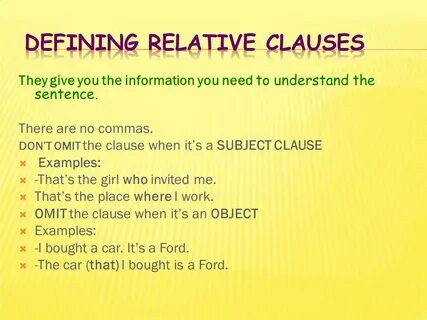 Defining relative clauses wordwall