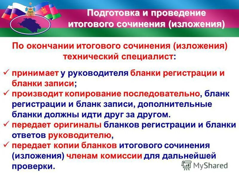 Проведение итогового изложения