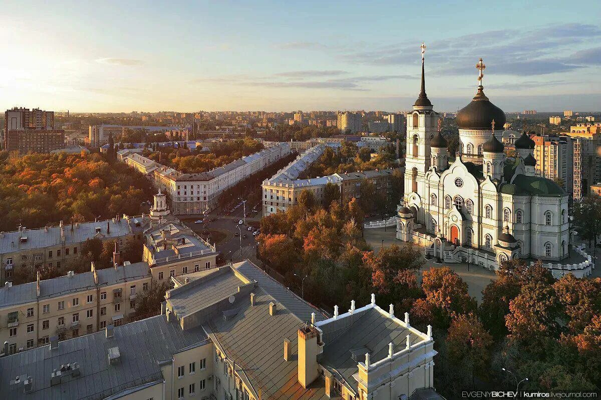 Город voronezh. Благовещенский храм сверху Воронеж.