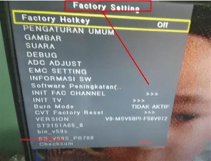 Factory menu