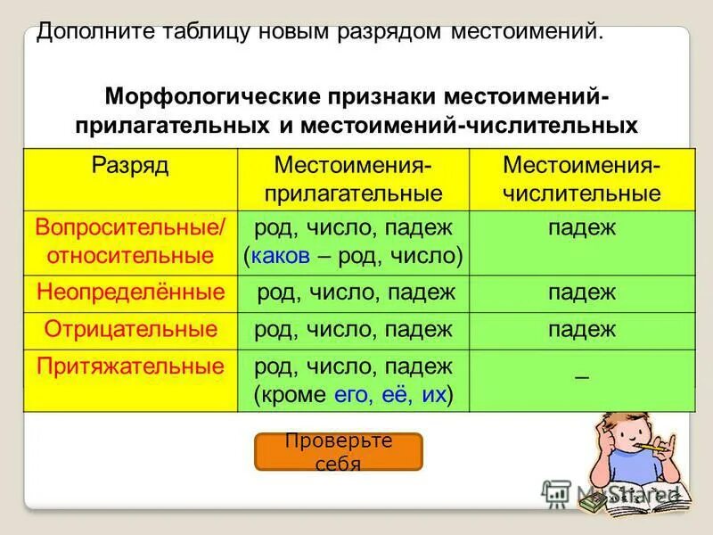 Чем отличается местоимение от числительного