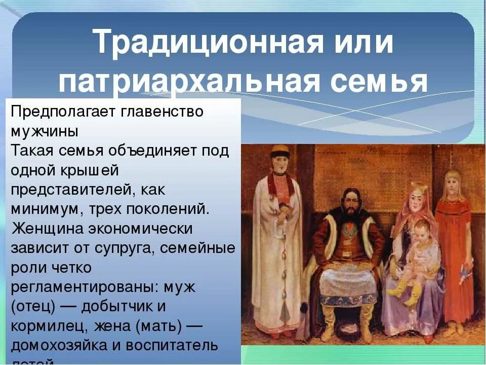 Преобладание семьи патриархального типа тип общества