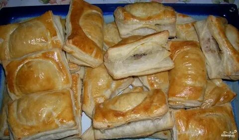 Пирожки с мясом слоеное тесто в духовке