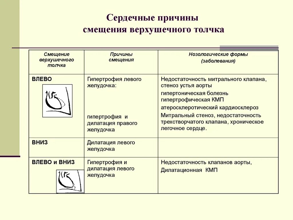 Верхушечный толчок при гипертрофии. Причины верхушечного толчка. причины смещения верхушечного толчка. сердечные причины изменения верхушечного толчка. сердечный толчок при гипертонической болезни.