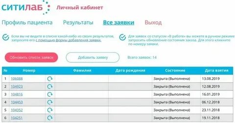 Узнать результаты заявки