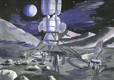 Рисунок луны на день космонавтики