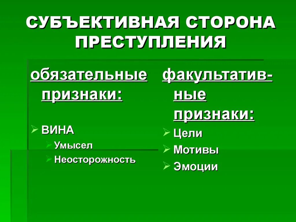 Объектом вины является. Субъективная сторона прест. Субьктивная сторона престцп.