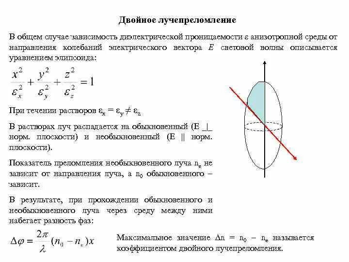 Явление двойного лучепреломления. Двойное лучепреломление в анизотропных средах. Двойное лучепреломление света в анизотропных кристаллах. Двойное лучепреломление кристаллов объясняется.