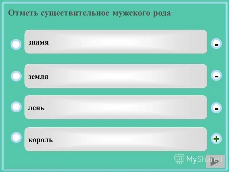 Отметь существительное мужского рода