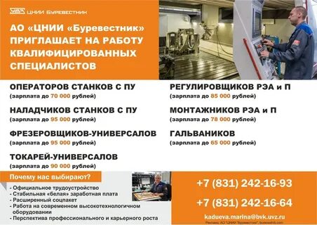 Буревестник вакансии нижний