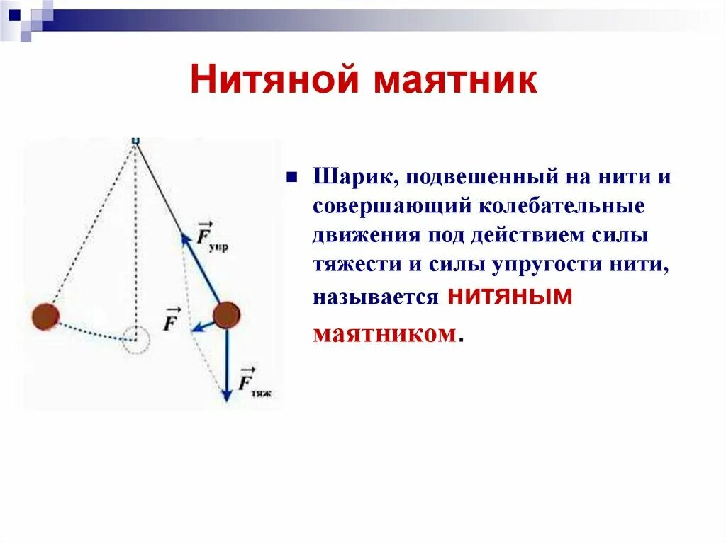 Колебательное движение. Пружинный, нитяной, математический маятники.. Нитяной маятник и пружинный маятник. Формула периода нитяного маятника и пружинного. Горизонтальный маятник формулы.