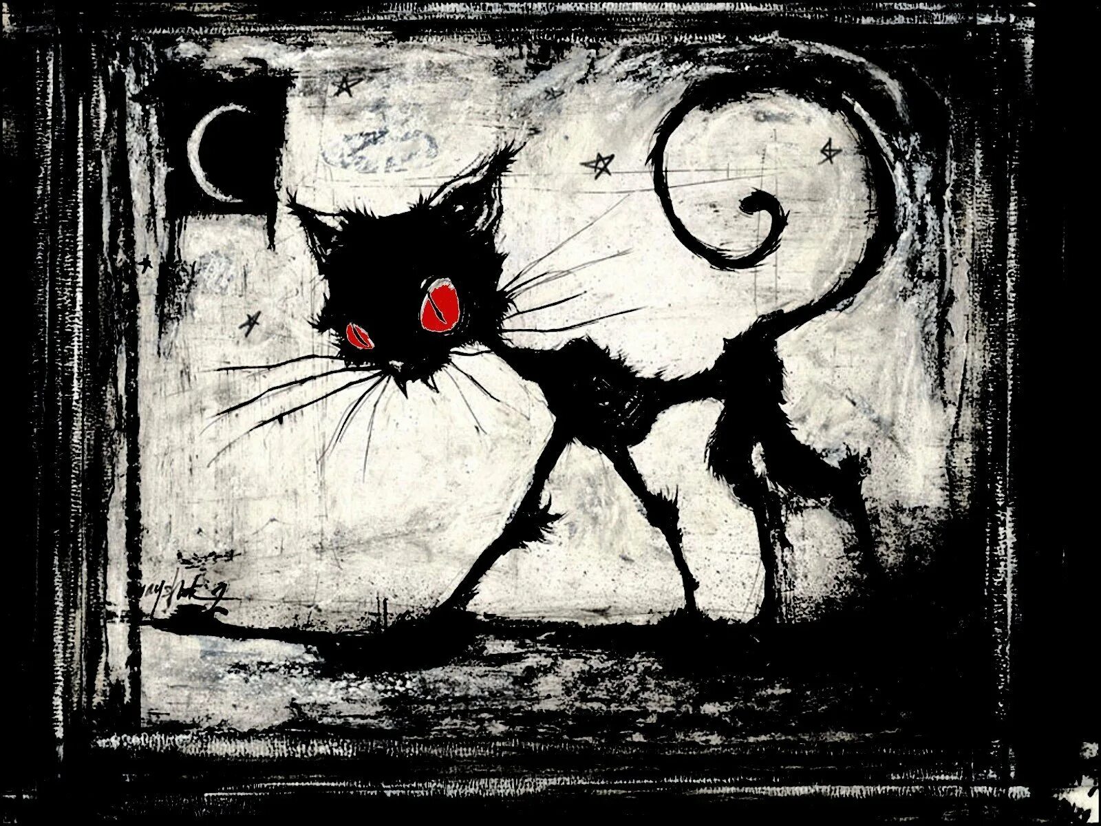 Страшные коты ночью. Коты тима бертона. черный кот рисунок. чёрный кот арт.