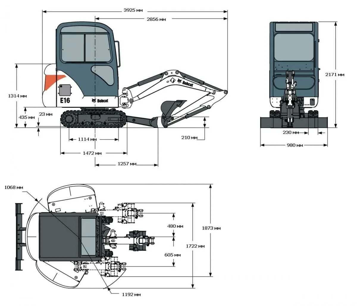Габариты бобкэт. Мини экскаватор Бобкэт е16. Габариты мини экскаватора Бобкэт. Бобкэт габариты мини. Бобкэт экскаватор габариты.