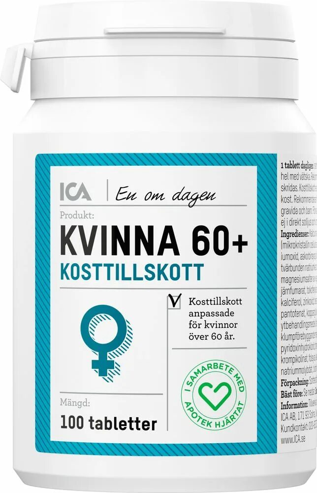 Рейтинг витаминов после 60. Витаминно-минеральный комплекс kvinna kosttillskott ica 100 табл. kvinna витамины. комплекс витаминов 60+ для женщин. финские витамины комплекс.