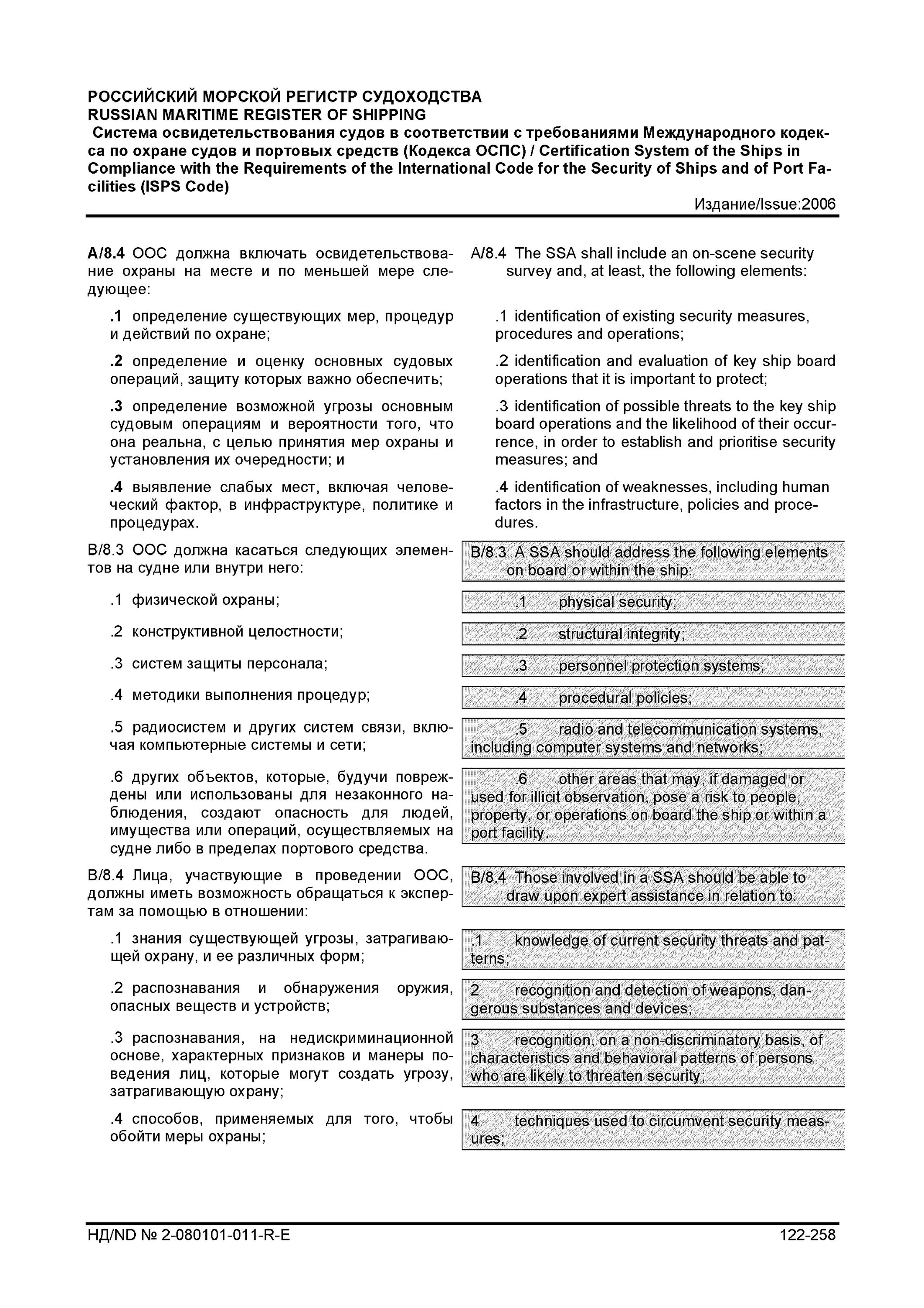 Тесты охрана судна. Общие требования к судовым операциям.